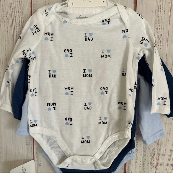 Sterling Baby 3 pack long sleeve bodysuits i love mom and dad - Picture 4 of 6